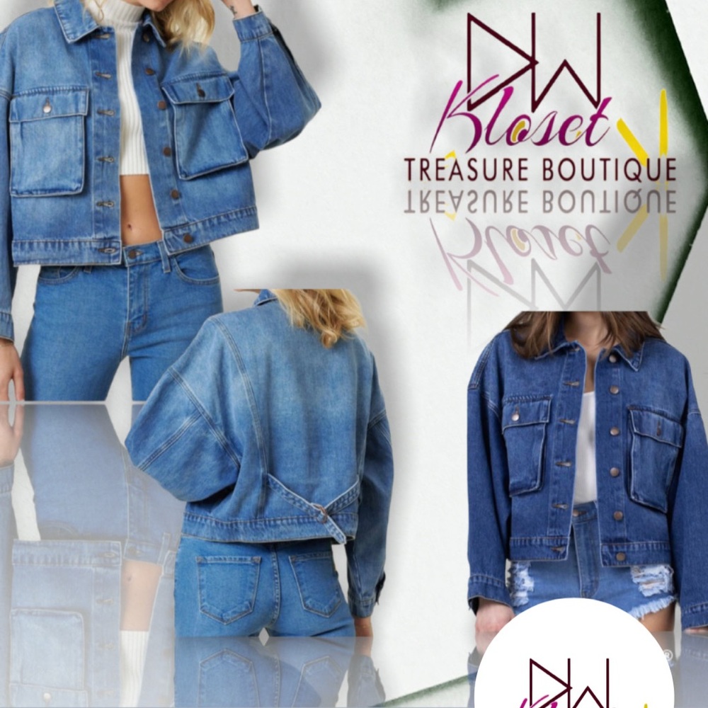 Oversized Denim Jacket with big pockets adjustable straps jacket